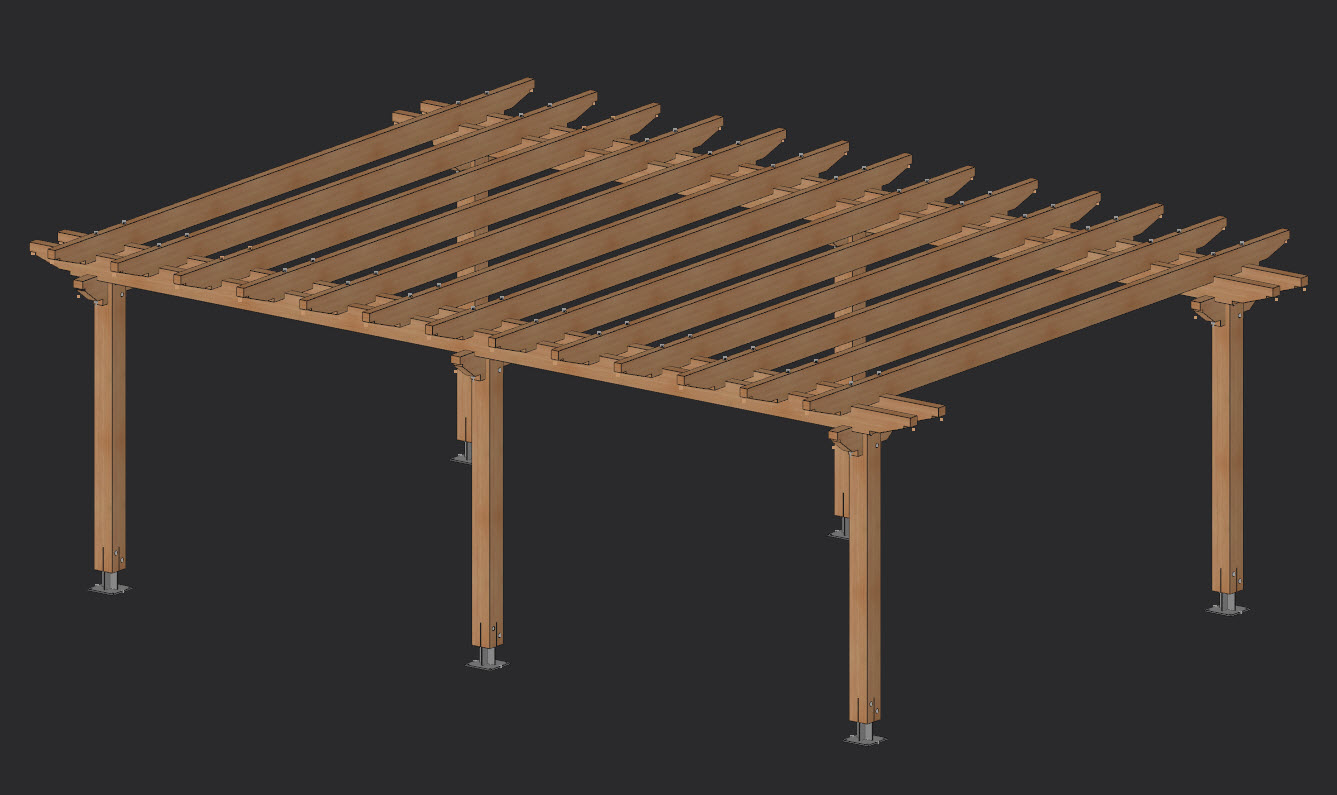 Pergola bois 6 poteaux – pergola - martin charpentes 