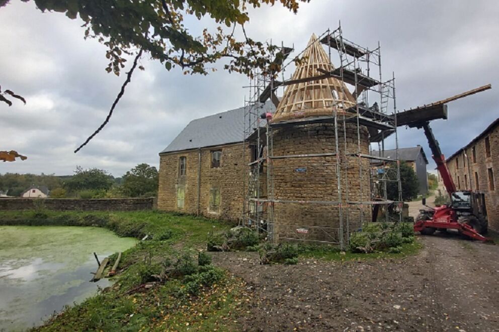 Charpente traditionnelle, Tourelle , Ardennes, Rimogne, 1 - Martin Charpentes