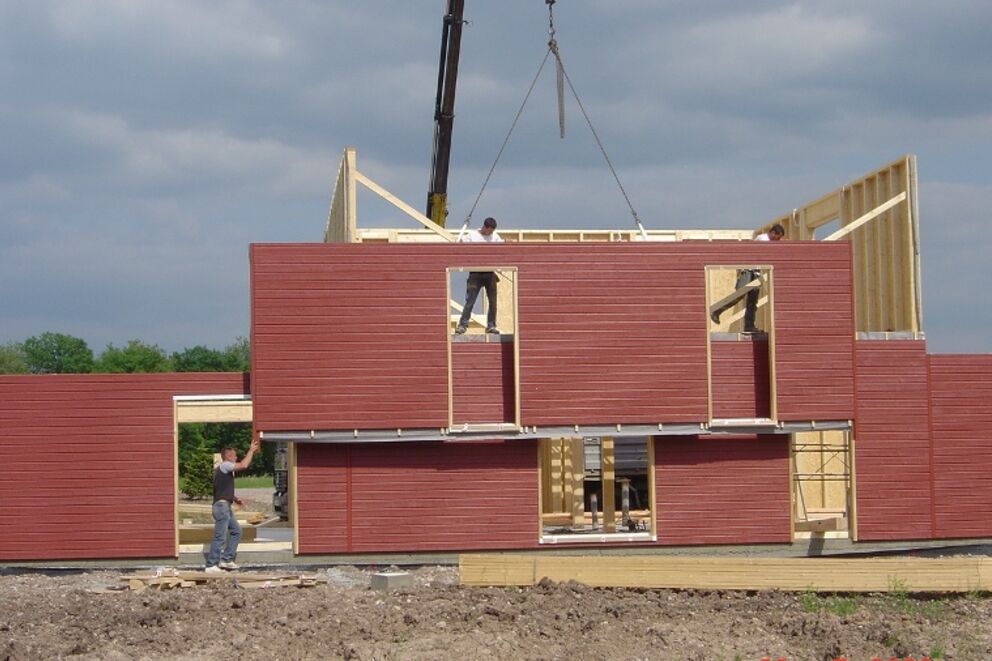 Maison individuelle, Montage d'une ossature, Meurthe et Moselle, NEUVILLER SUR MOSELLE, 460_9 - Martin Charpentes