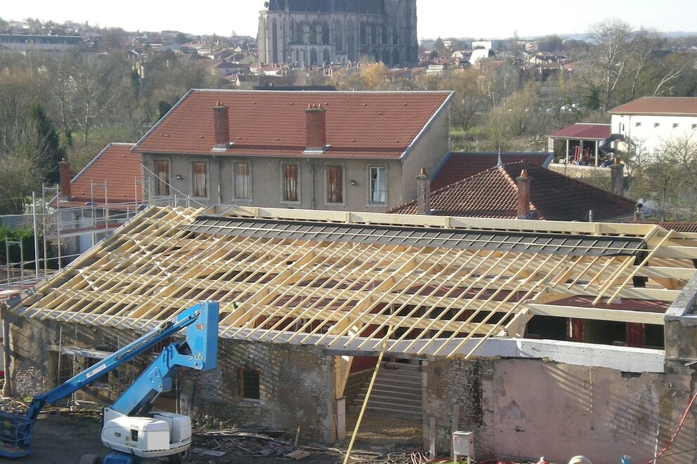 Charpente traditionnelle, Salle d'exposition, Meurthe et Moselle, Varangéville, hall culturelle - Martin Charpentes