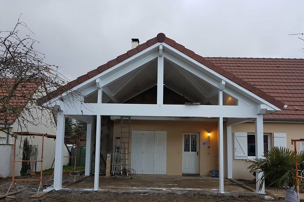 Charpente traditionnelle, Abri pour terrasse , Cote d'Or, Arc-sur-Tille, ABRI TERRASSE - Martin Charpentes