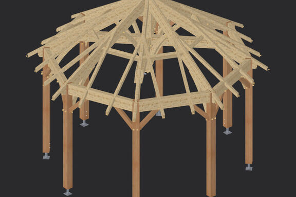 Kiosque bois octogonal – kiosque jardin – martin charpentes