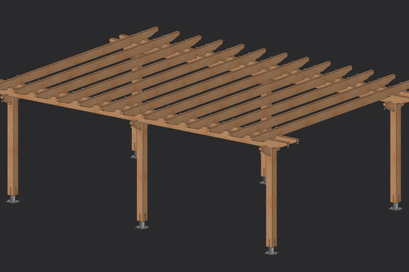 Pergola bois 6 poteaux – pergola - martin charpentes 