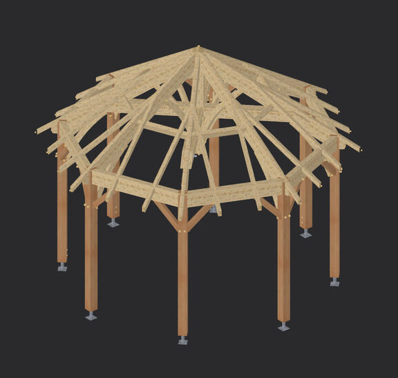 Kiosque bois octogonal – kiosque jardin – martin charpentes